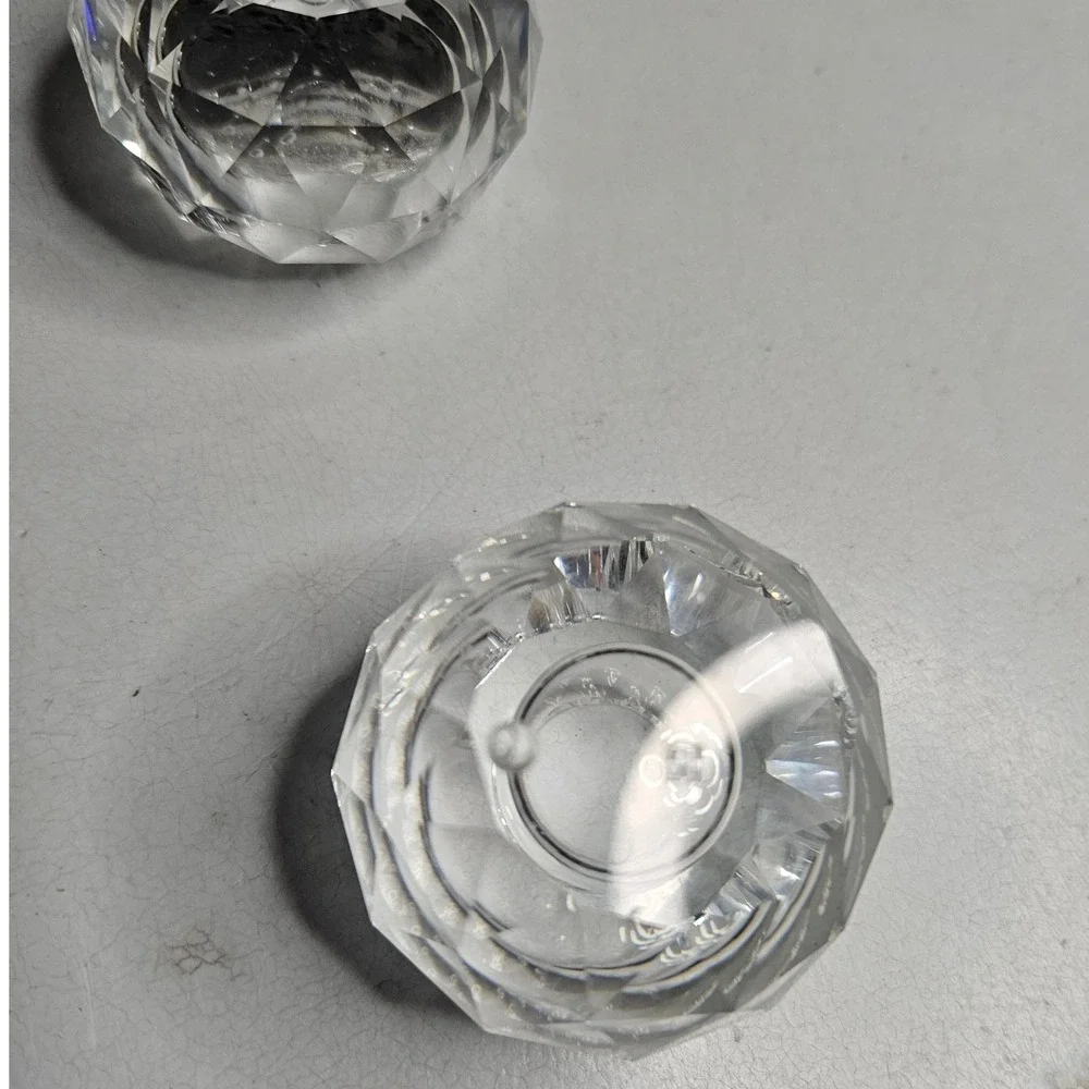 Vtg Swarovski Crystal Faceted‎ Globe Candle Holder Set of 3 Clear Glass Decor